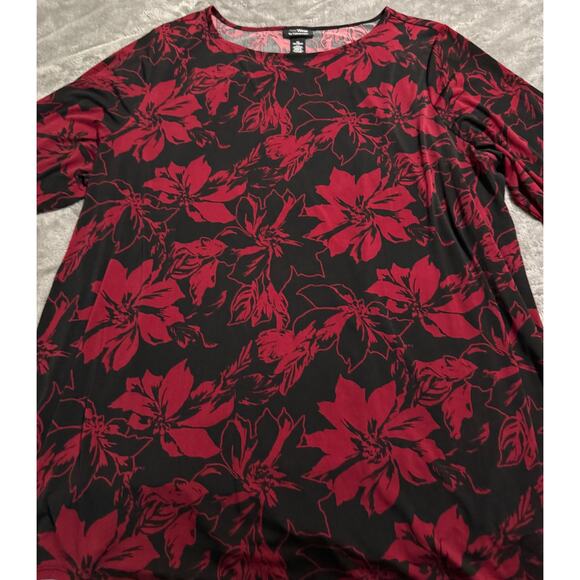 NWOT Catherines Women's Plus Size Anywear Tunic 3X 26/28W Red Black Floral - Picture 5 of 8